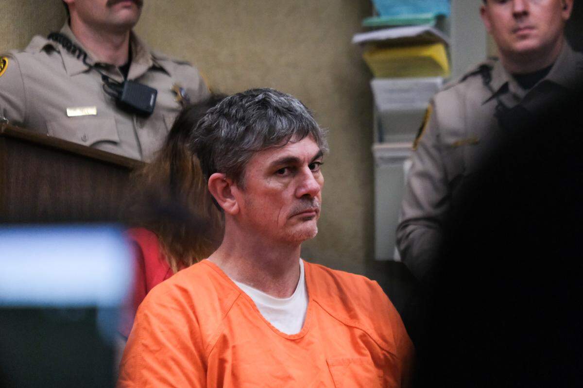 Norman Hibble sits during a bail reduction hearing in San Luis Obispo Superior Court on Feb. 28, 2024. Hibble pleaded no contest to embezzling at least $250,000 from San Luis Obispo County while working in the technology department.