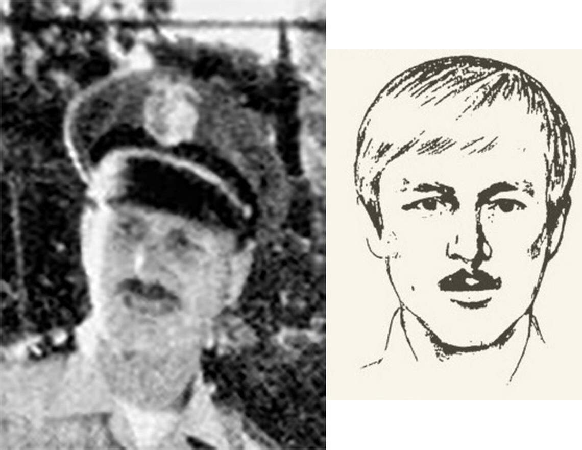 The Santa Barbara County Sheriff's office has released two photographs of Joseph James DeAngelo, the Golden State Killer suspect, from his police days. This photo and sketch is from DeAngelo's time with the Auburn Police Department, from 1976 to 1979, the agency said.