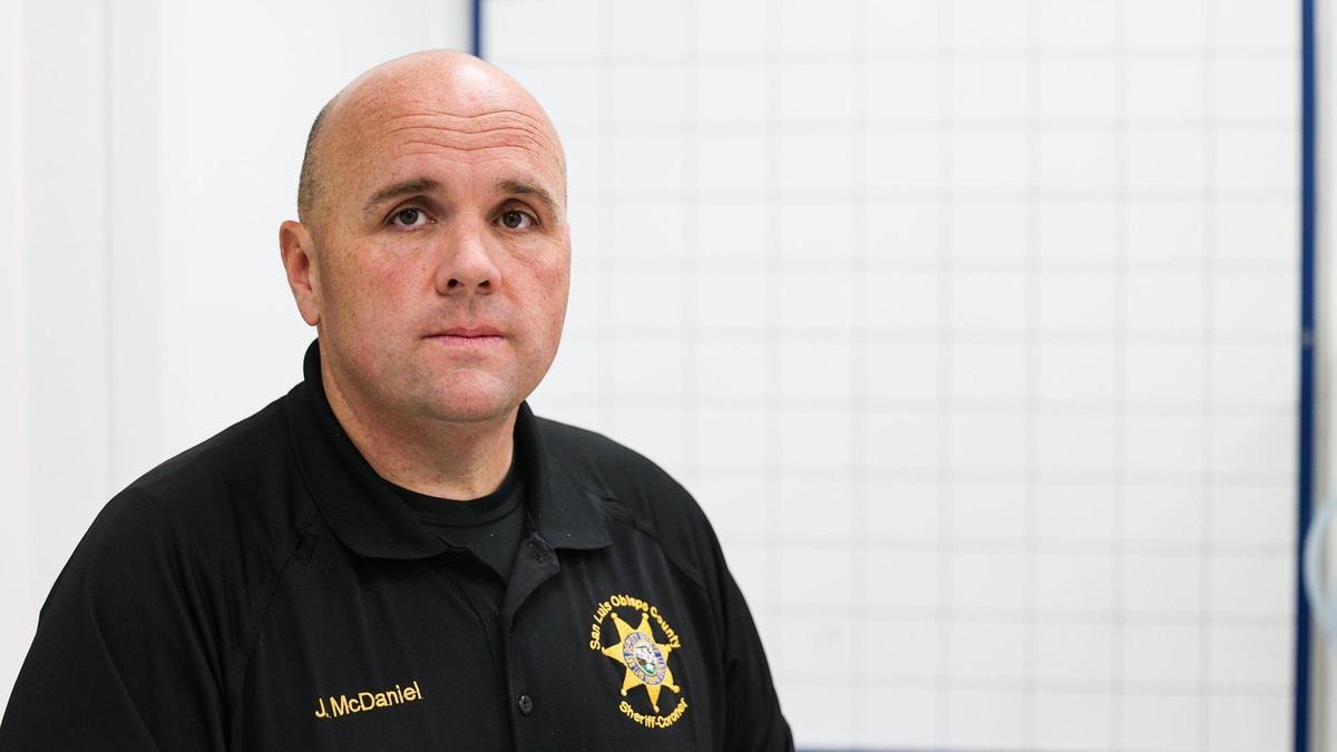 San Luis Obispo County Sheriff-Coroner’s Sgt. John McDaniel stands in the room where autopsies are conducted, on Feb. 16, 2023.