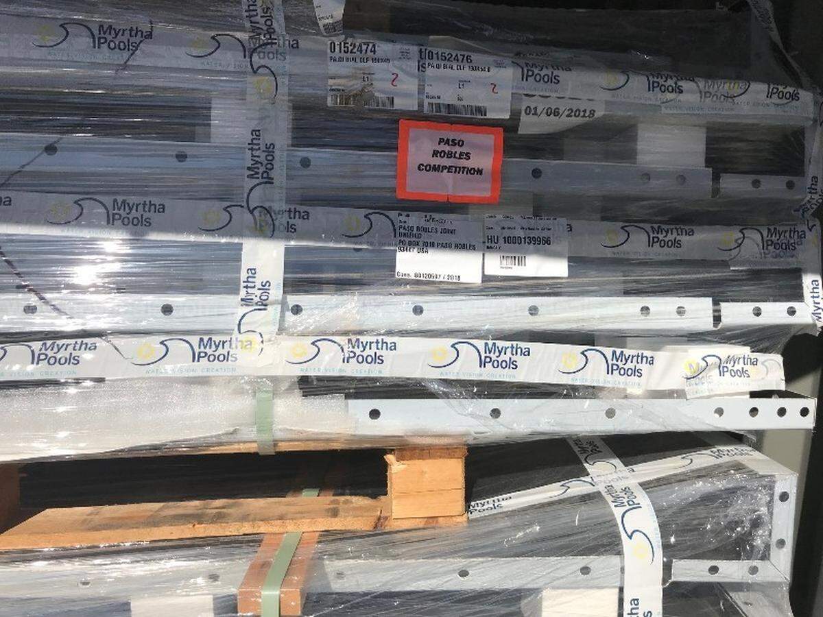 A photo from the auction website GovDeals.com shows some of the 25-meter-by-25-yard pool that the Paso Robles Joint Unified School District has put up for auction.