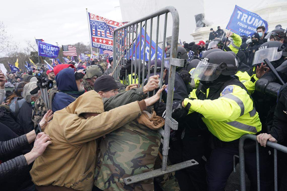 A mob of President Trump supporters storm the U.S. Capitol on Wednesday, Jan. 6, 2021, to try to overturn the Nov. 3 presidential election, in which President-Elect Joe Biden defeated Trump by more than 7 million votes.