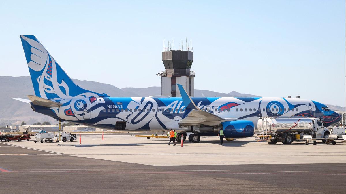 The first Boeing 737-800 to provide regular passenger service to San Luis Obispo County Regional Airport touched down on Oct. 3, 2024. The Alaska Airlines jet will provide daily flights to and from Seattle.
