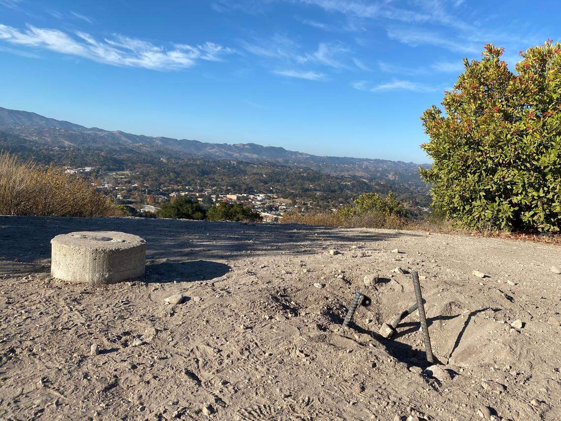 The monolith atop the Atascadero hillside is gone.