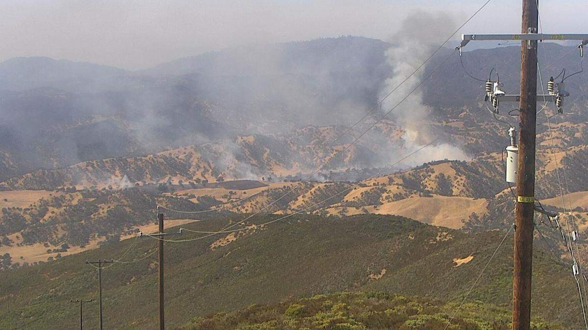 A wildfire burned 130 acres along Avenales Ranch Road in the Los Padres National Forest near Pozo in San Luis Obispo County on Thursday, Oct. 12, 2023.