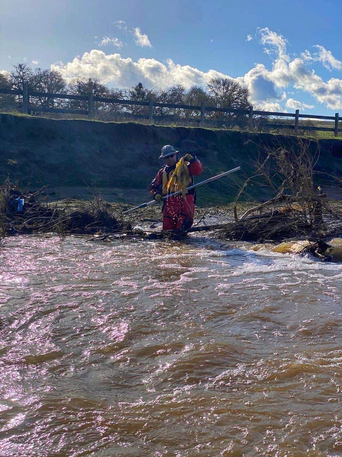 The San Luis Obispo County Sheriff’s Office continues to search for 5-year-old Kyle Doan on Jan. 17, 2023 in San Miguel. Doan was swept away in floodwaters on Jan. 9, 2023.