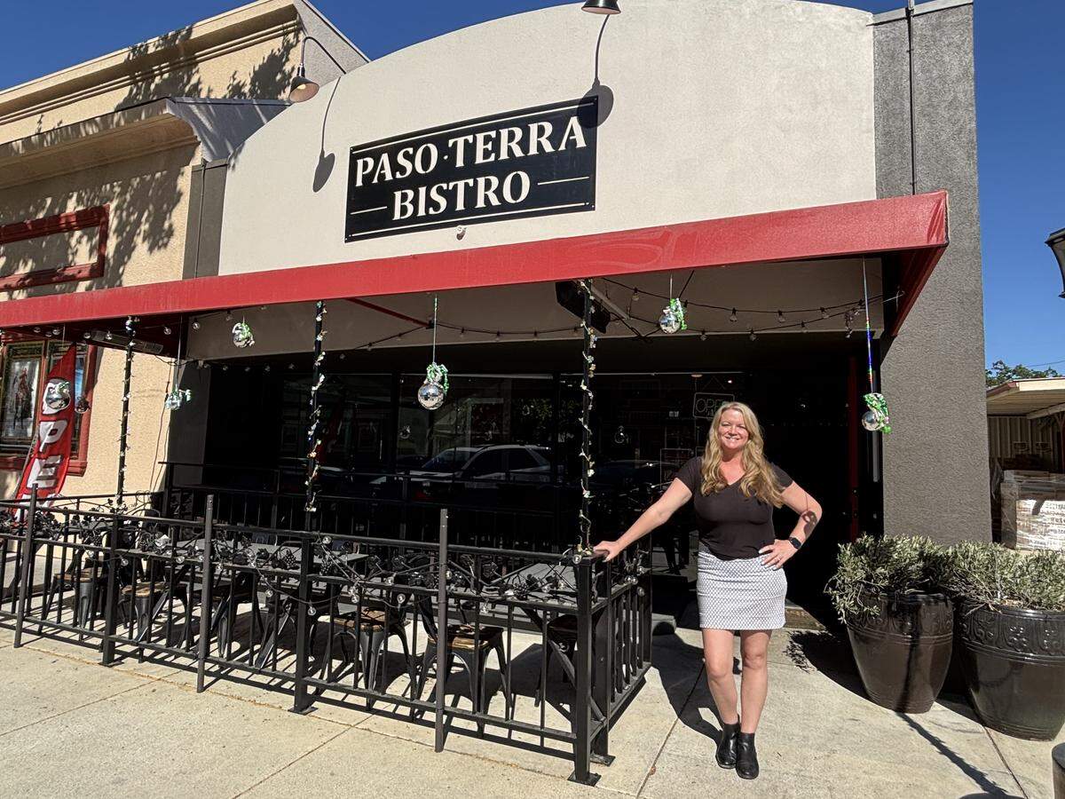 New owner of Paso Terra Bistro in Paso Robles Jennifer Loewen Nicolds poses outside of the restaurant on Pine Street.
