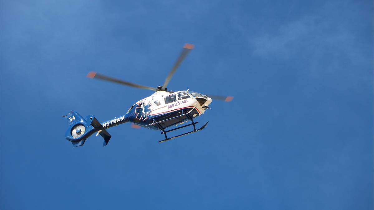 A Mercy Air helicopter descends to its Paso Robles Air Methods air base. Air Methods announced that Mercy Air’s emergency helicopter service will end on Nov. 4, 2025, in San Luis Obispo County.