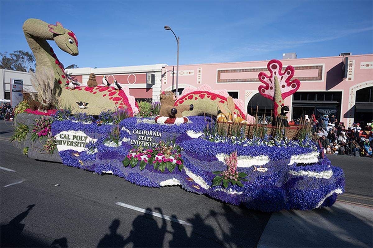 Cal Poly’s Pasadena Tournament of Roses float features Nessie the Loch Ness monster, a highland cow and other Scottish highland-inspired characters in honor of the 2025 parade theme, “Best Day Ever,” Wednesday, Jan. 1, 2025.