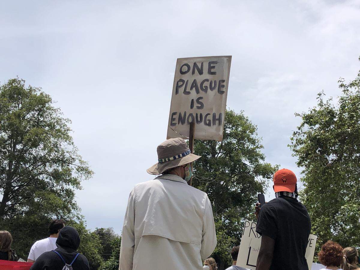 A protester’s sign at a Black Lives Matter rally in San Luis Obispo.