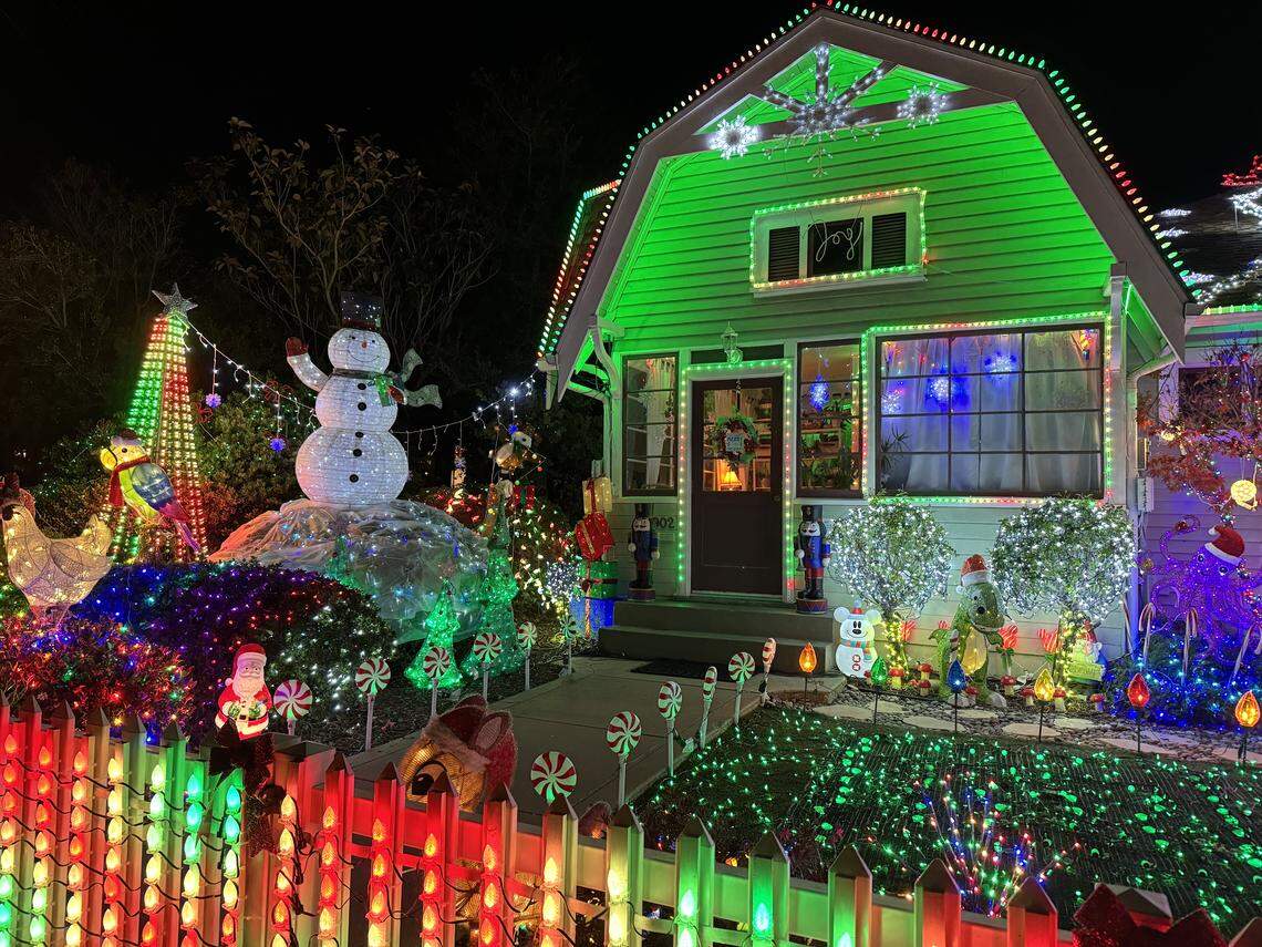 Wayne and Leslie Terry’s house at 1902 Chorro St., San Luis Obispo, is decked out with thousands of lights synchronized to Christmas music. Seen here on Dec. 1, 2025.