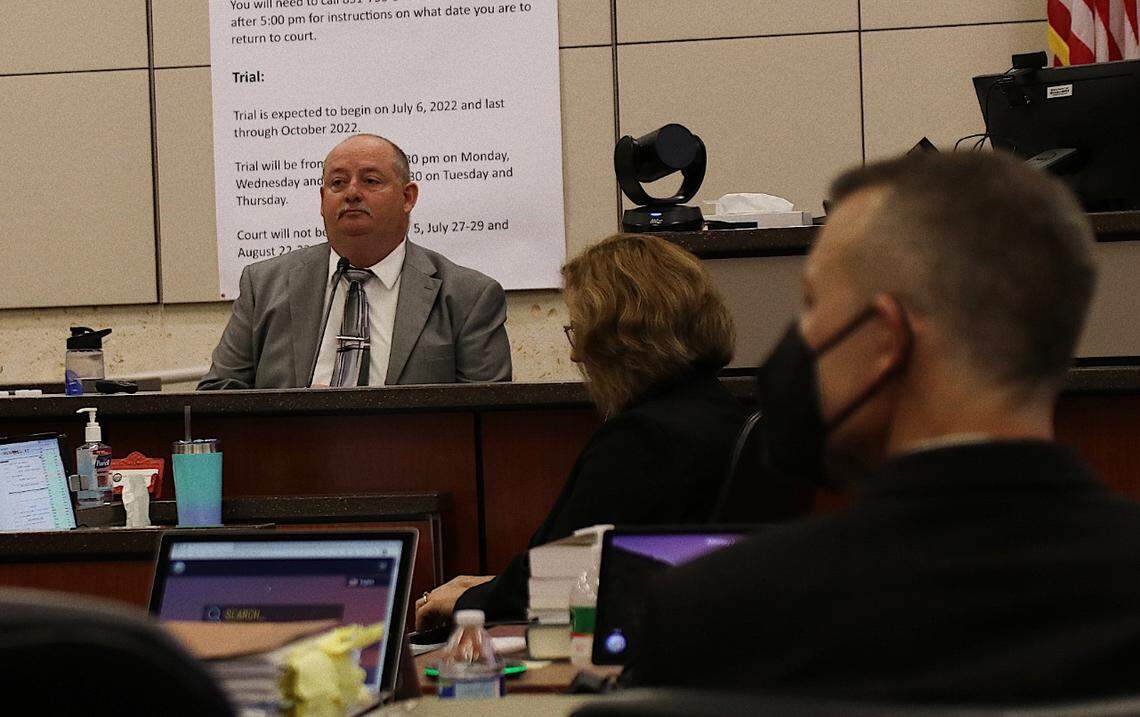 San Luis Obispo County Sheriff’s Office Det. Clint Cole testifies in the Kristin Smart murder trial at Monterey County Superior Court in Salinas on Tuesday, Sept 27, 2022. Cole is the lead investigator for the Sheriff’s Office on the Smart case.