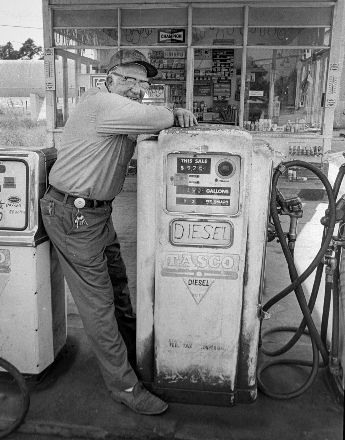 Chuck Harrington spent 25 years at Tasco, an independent service station that sold gas, diesel and stove oil in Atascadero, as seen Aug. 9, 1979. Diesel was 92 cents a gallon on Aug. 9, 1979.