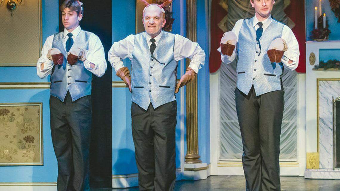 Kyle Smith, Billy Breed and DJ Canaday as the ‘rappin’ reindeer’ in the Holiday Extravaganza at the Great American Melodrama and Vaudeville in Oceano.