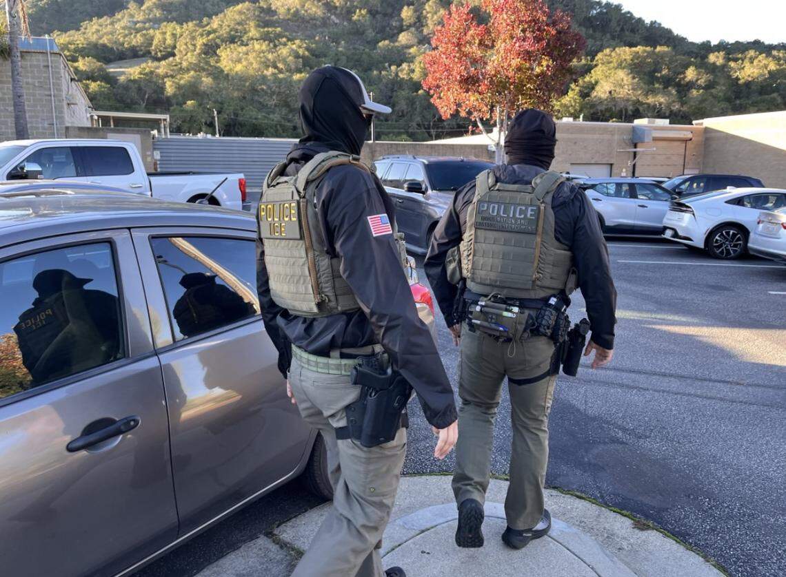 ICE agents took two people into custody from the San Luis Obispo County Jail lobby on Nov. 25, 2025.