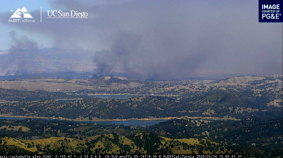 Prescribed training burns at Camp Roberts fill the air with smoke on May 14, 2026.