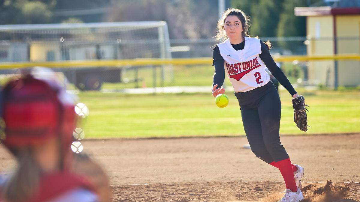 Junior Angelique Gutierrez is hitting .314 for the Coast Union High School softball team this year, with 11 hits and nine RBI. Here she pitches on the 2018 team.