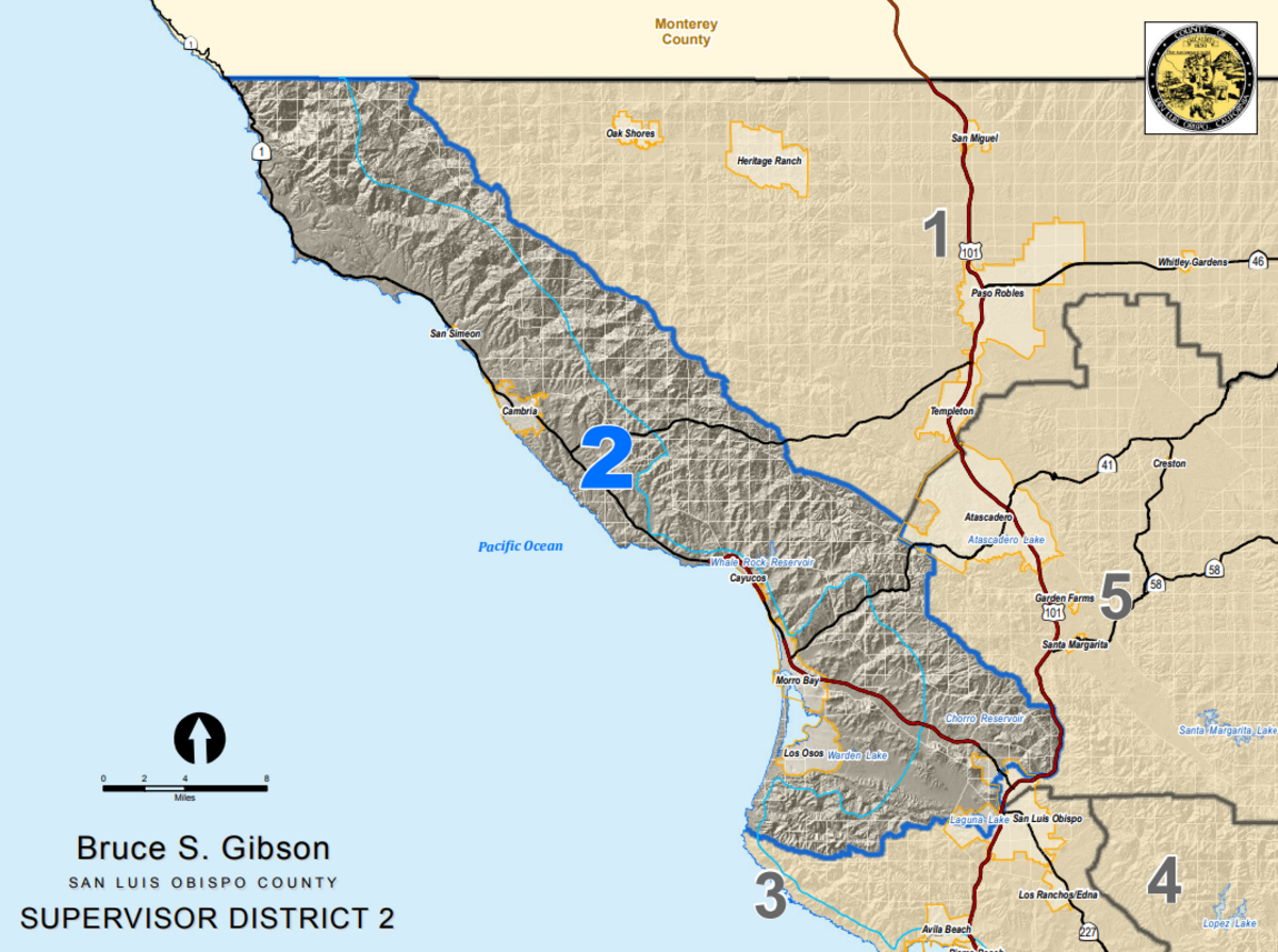 District 2 encompasses San Luis Obispo County’s northern coastal communities, stretching from the Monterey County line in the north to Los Osos, Morro Bay and parts of San Luis Obispo to the south.