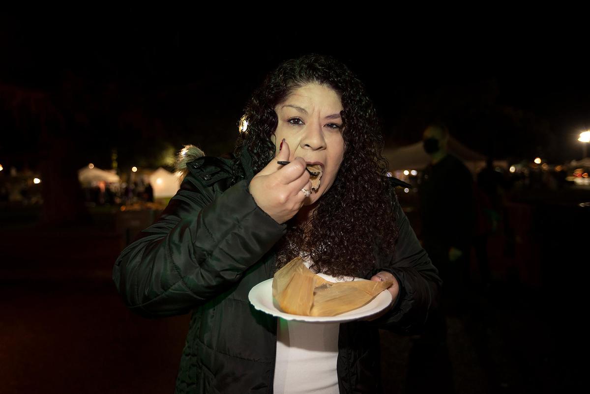 Olivia Richkarday of Paso Robles enjoys a cheese and jalapeño tamale from the Taqueria Don Jose booth. The sixth annual Tamale Festival returned to Atascadero on Saturday with more than 25 vendors from San Luis Obispo County and across California competing for the title of Best Tamale.