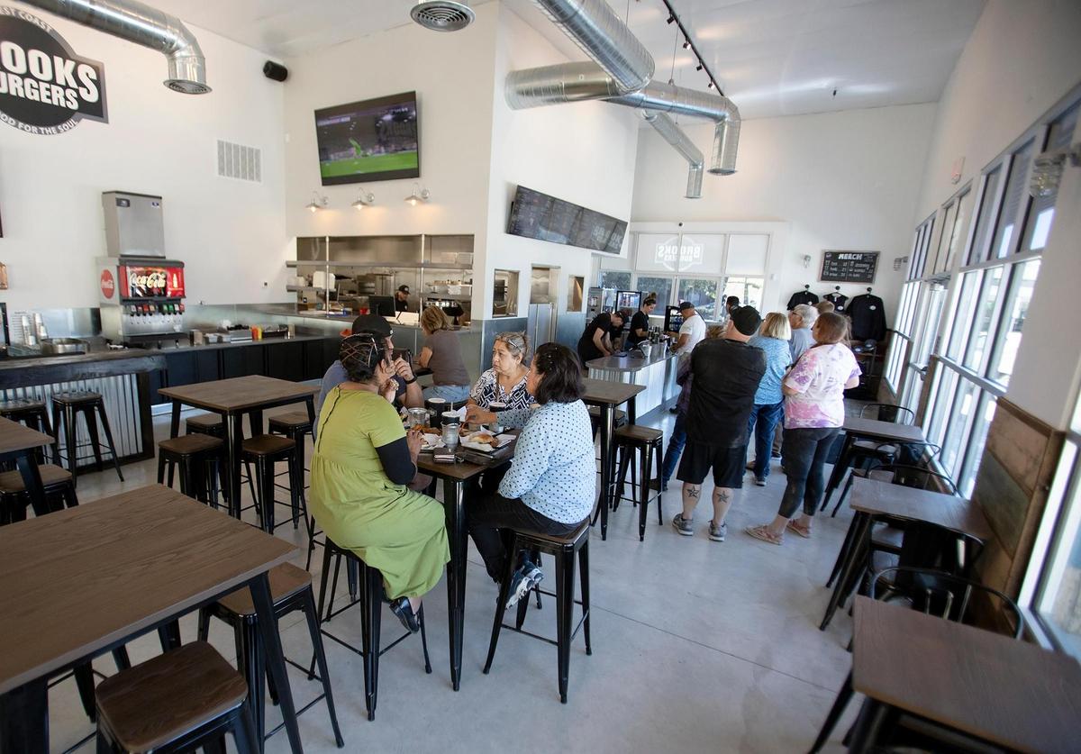 Brooks Burgers opened on Aug. 29 in San Luis Obispo. A noontime crowd packed the place on the second day the restaurant was open.