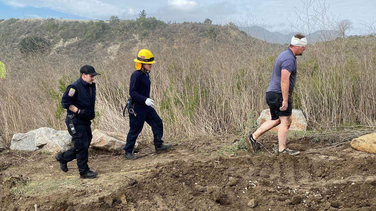 A man who was trapped off the side of a cliff at Pirate’s Cove on Dec. 28, 2023, was rescued by Cal Fire and multiple emergency responders. The man could be seen with a bandaged head as he was escorted away from the rescue area. 