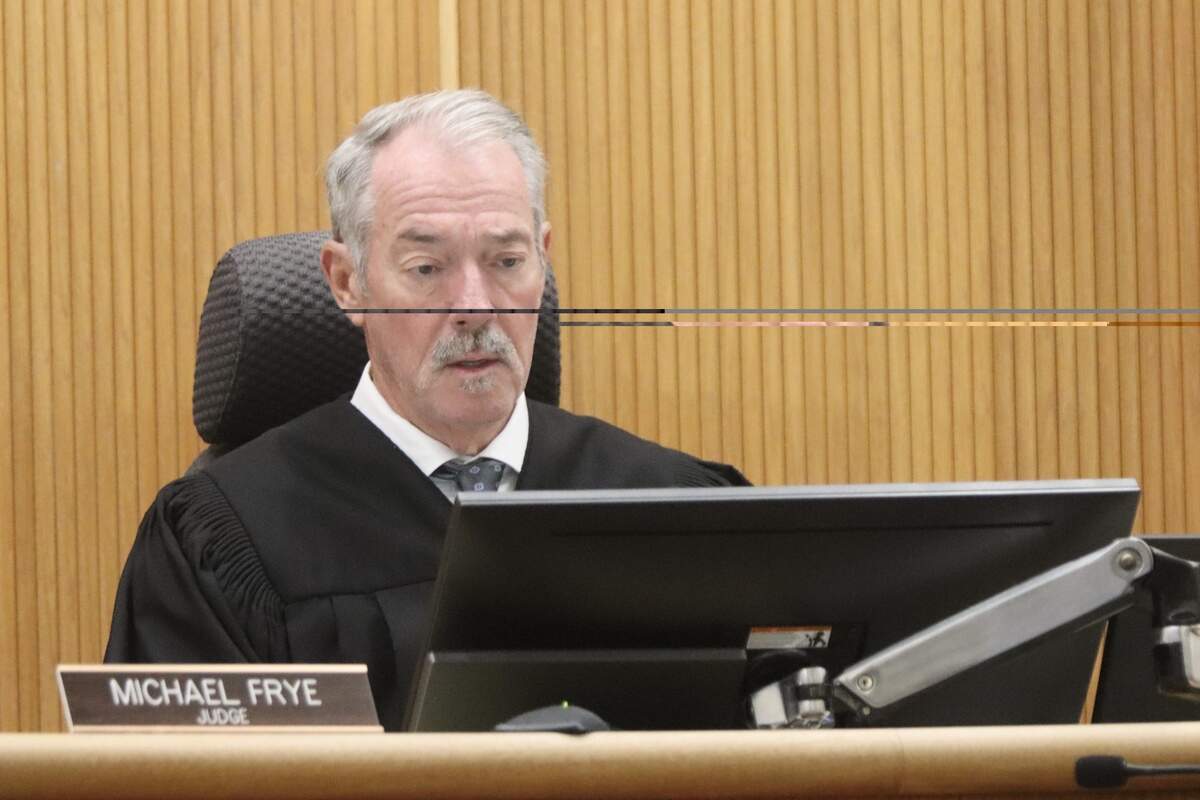 San Luis Obispo County Superior Court judge Michael Frye at the sentencing hearing of Dustin Colyer-Worth on June 25, 2026.