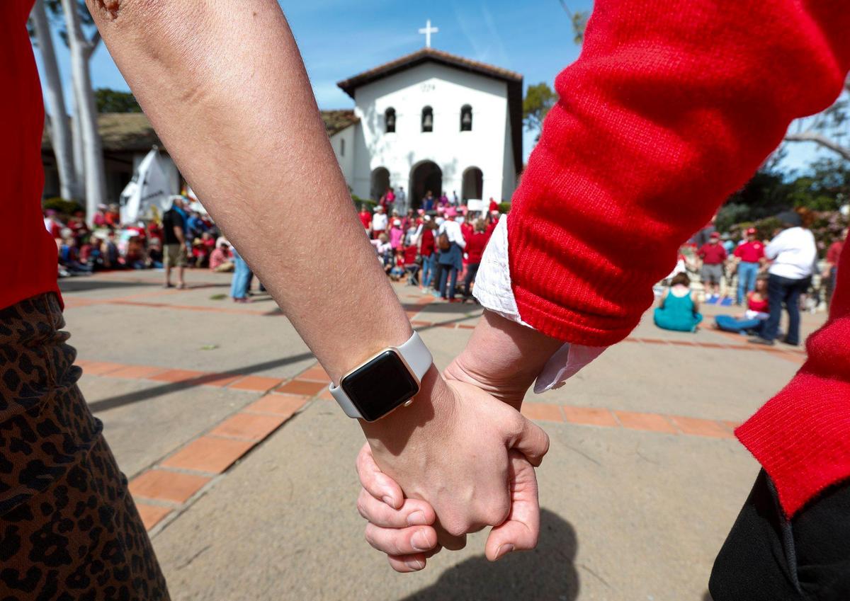 SLO Day Without a Woman event was held at Mission Plaza in San Luis Obispo on International Women’s Day in March 2017.
