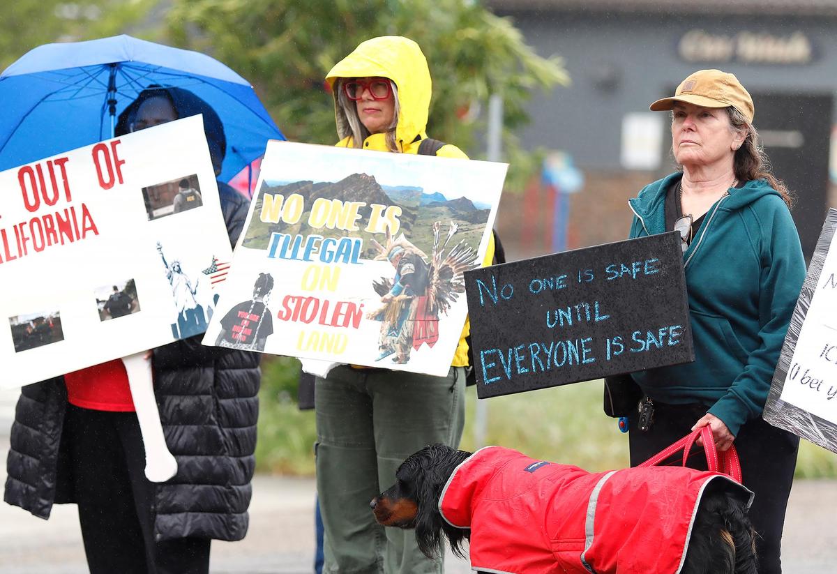 The Mixteco Indígena Community Organizing Project and other immigrant advocacy organizations led a march in Paso Robles to protest deportation and President Donald Trump’s immigration policies on Sunday, March 30, 2025.