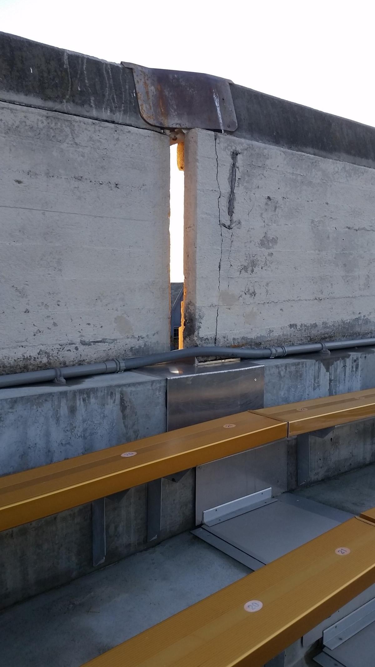 Memorial Stadium at UC Berkeley has been split by constant slip on a fault directly underneath.