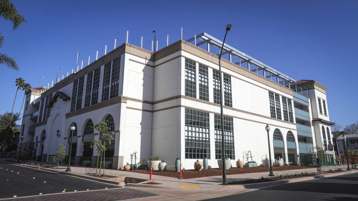 The San Luis Obispo parking garage on Palm St. next to Mission Prep is getting closer to being finished on Jan. 28, 2026.