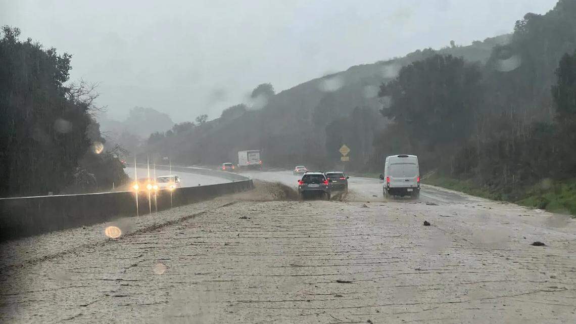Highway 101, Highway 154 closed north of Santa Barbara due to mudslides and rocks in roadway