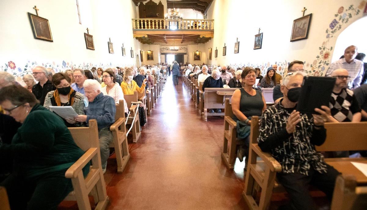 A memorial sing-along was held on Feb. 24, 2024, at the Mission San Luis Obispo to honor longtime choir director Gary Lamprecht, who died on Wednesday. The Mission was packed with family and friends of the beloved musical director.