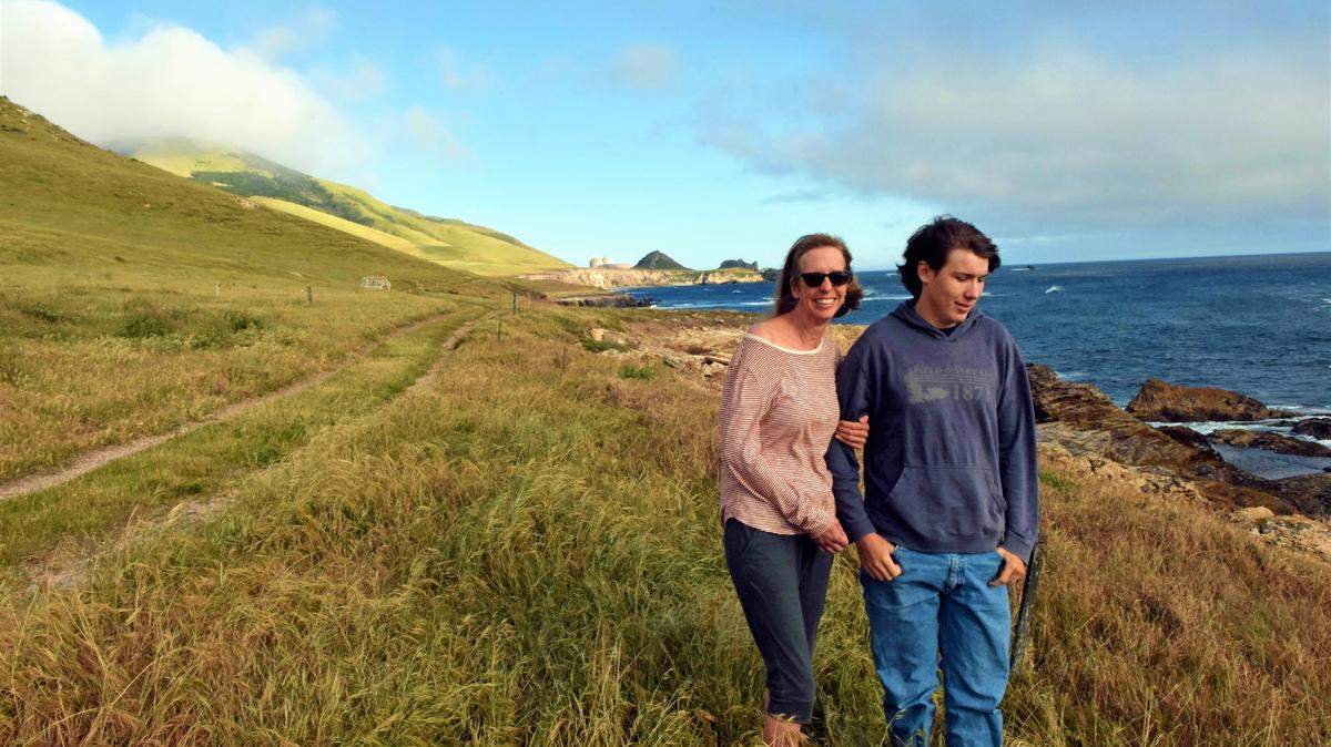 Retiring PG&E meteorologist John Lindsey took this photo of his wife, Trish Lindsey, and his son Sean along the Pecho Coast.