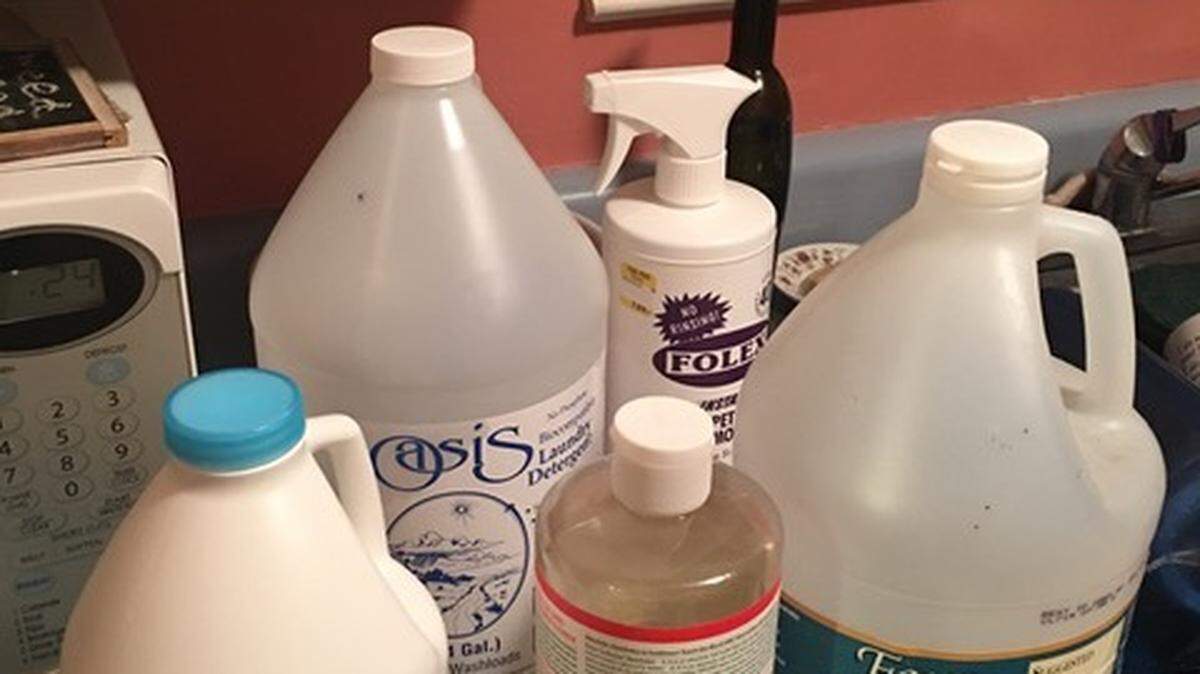 All the cleaning supplies you need, minus chemicals.