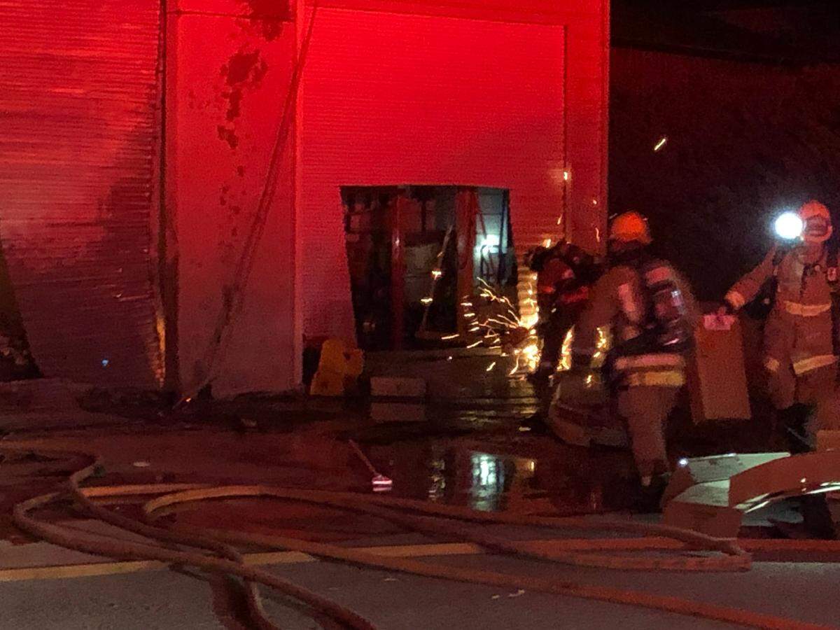 A storage building erupted in flames in Paso Robles early in the morning on Dec. 22, 2024.