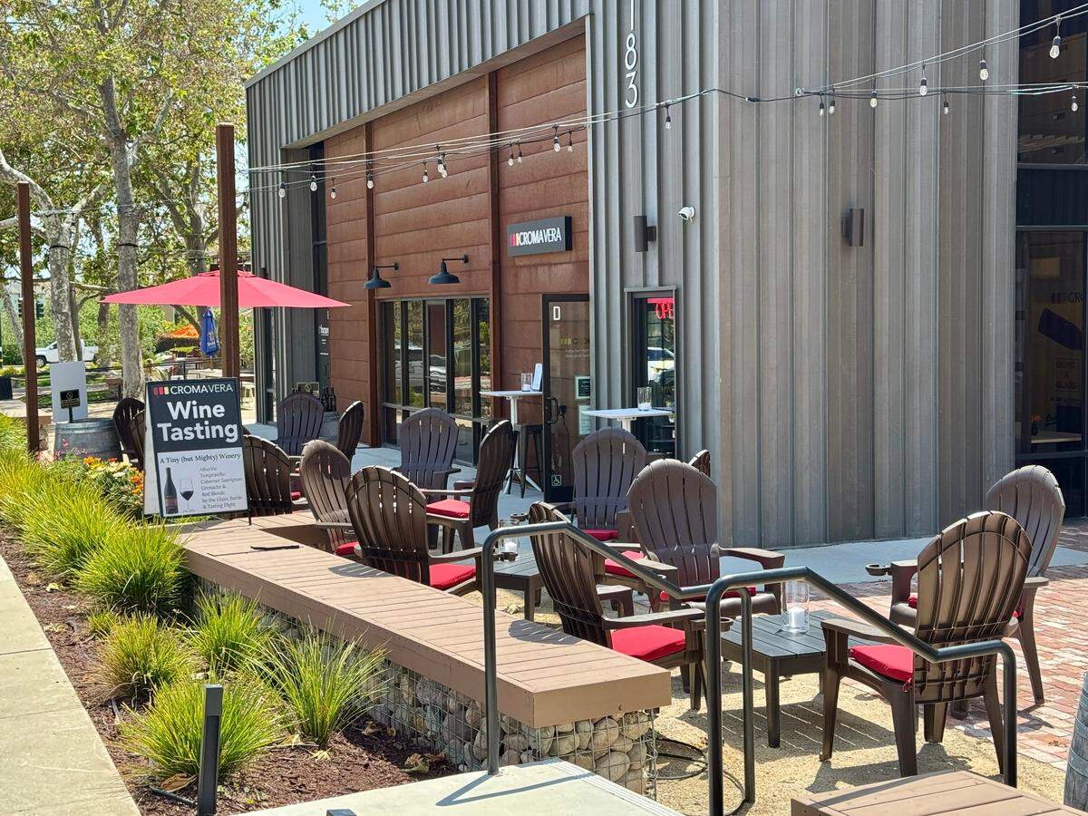 The patio outside Croma Vera Wines’ tasting room in San Luis Obispo.
