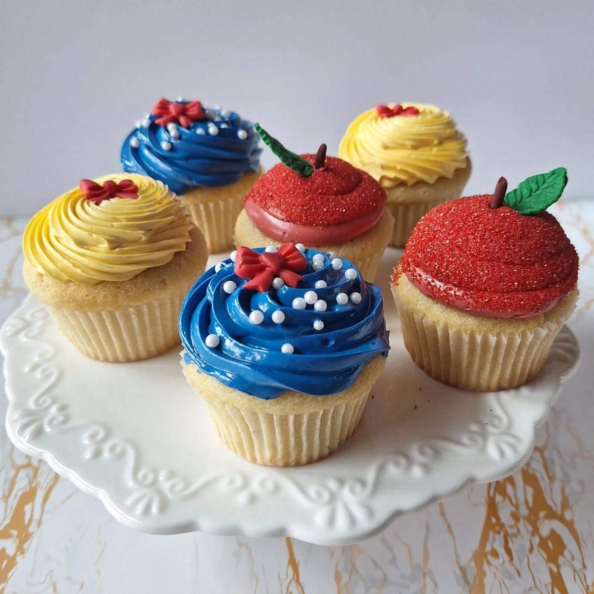 Cupcakes, like these Snow-White-inspired versions for a special watch party, are among the offerings at Wendy White’s Bakery in Atascadero.