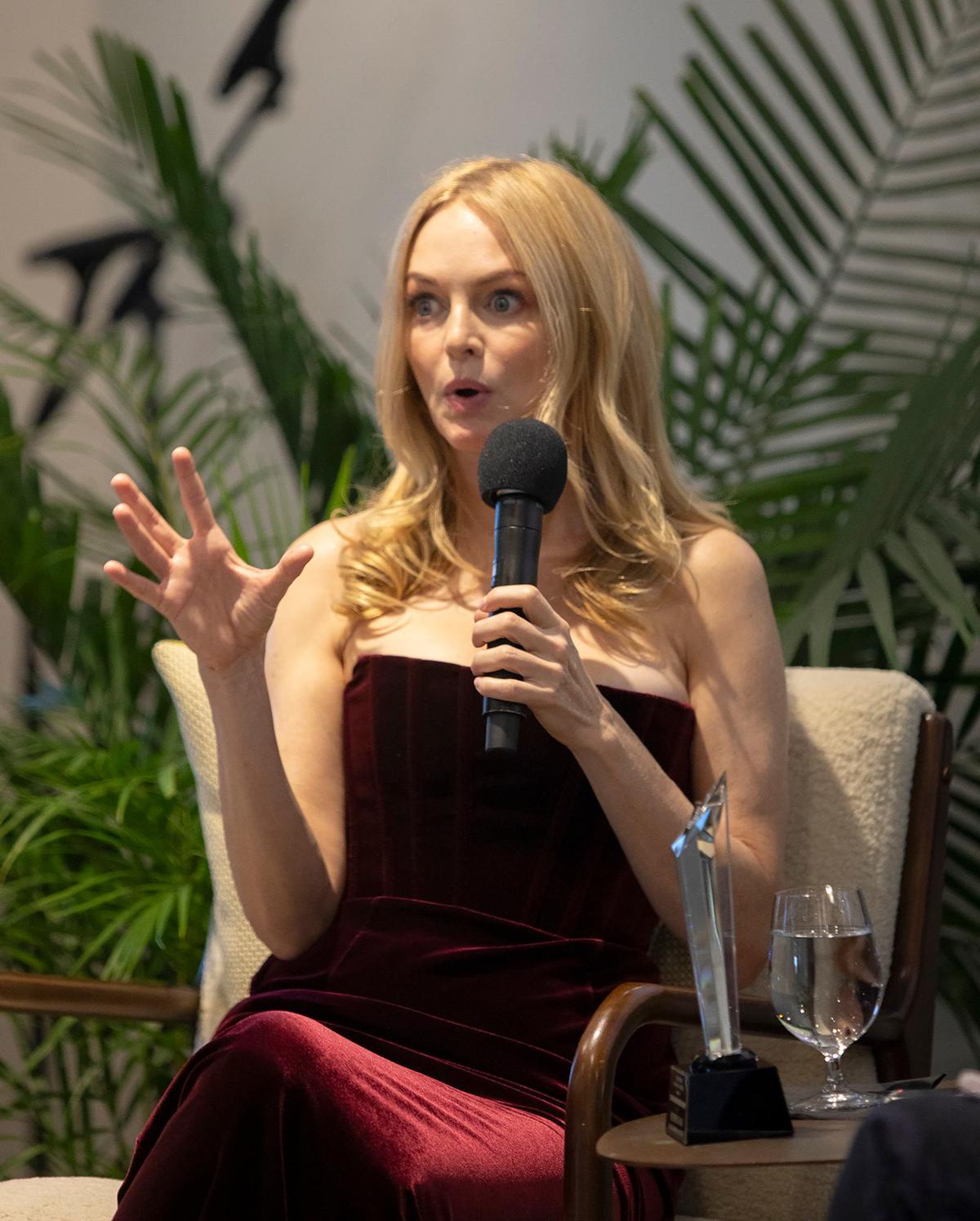 The San Luis Obispo International Film Festival’s King Vidor recipient was actress and director Heather Graham. The event was held at the Hotel San Luis Obispo, downtown, on April 27, 2024, followed by an intimate conversation with the actress and director.