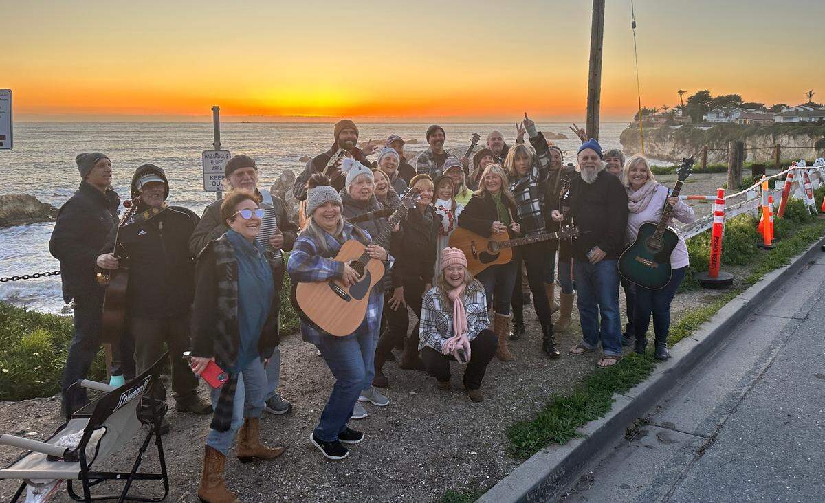 The JamFam gathered on Jan. 17, 2023, at the Margo Dodd bench in Shell Beach to pay tribute to it in its final days.