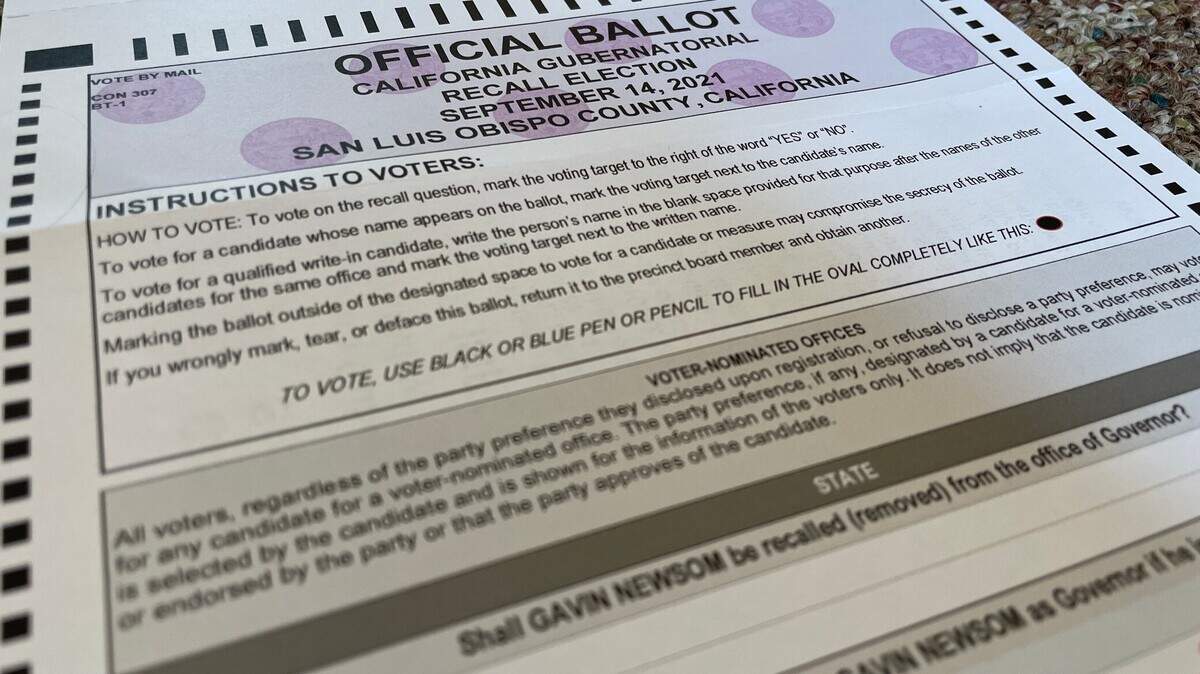 Ballots for the California recall election went out to San Luis Obispo County residents on Aug. 16.