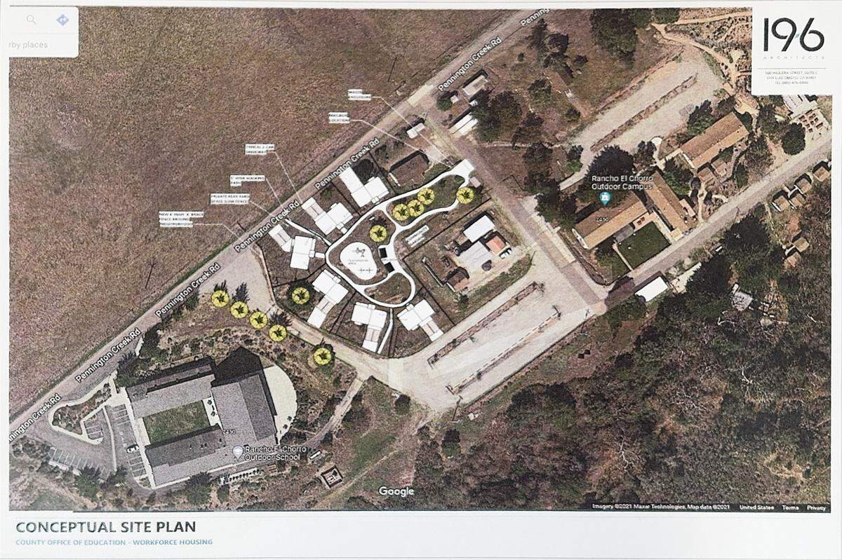 Concept art shows what the next half dozen homes to be built on land owned by the San Luis Obispo County Office of Education could look like.