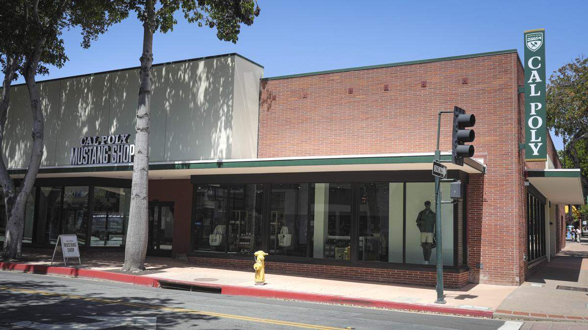 The new downtown Cal Poly Mustang Shop is open at the corner of Chorro and Marsh streets in San Luis Obispo, seen here on May 18, 2026.