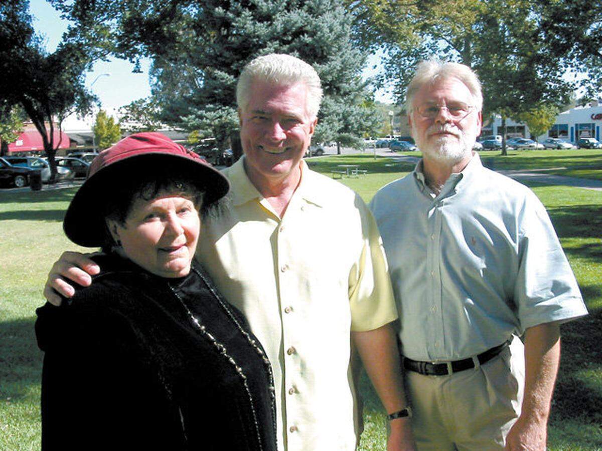Huell Howser, center, visited Paso Robles in 2005. He is pictured with Norma Moye of the Main Street Association and Baxter Boyington, director of sales for the SLO County Visitors and Conference Bureau and Film Commission.