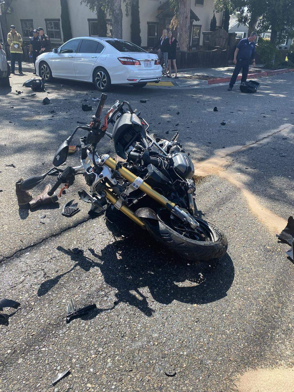 A motorcyclist suffered major injuries in a collision with a vehicle near Broad and Caudill in San Luis Obispo on June 26, 2023.