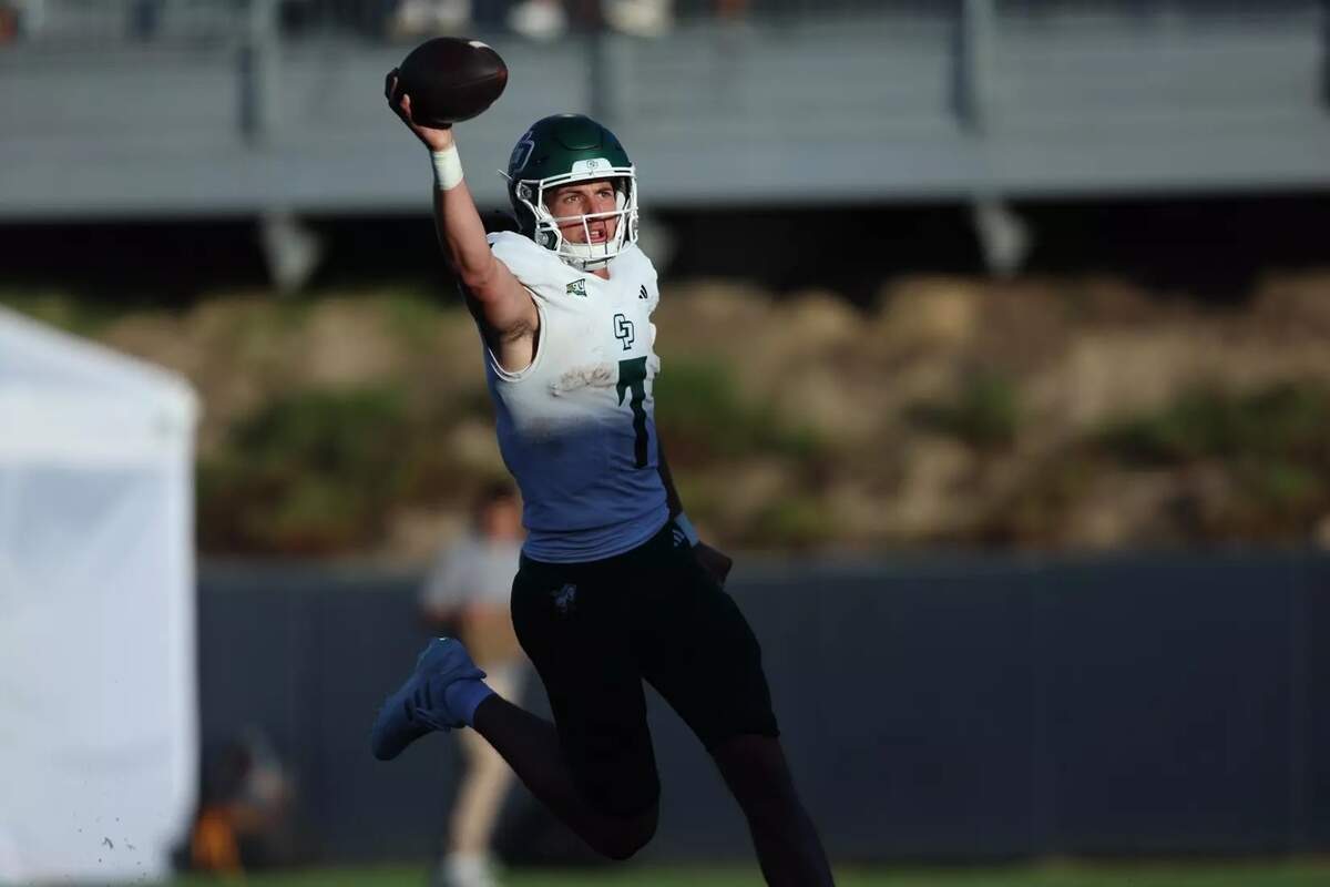 Cal Poly quarterback Ty Dieffenbach was named Big Sky Player of the Week after the Mustangs’ 41-17 win over the University of San Diego in a Big Sky Conference football game on Aug. 30, 2025.