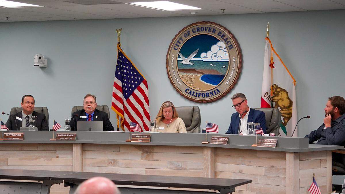 The Grover Beach City Council, from left, Clint Weirick, Robert Robert, Mayor Karen Bright, Daniel Rushing, Zach Zimmerman.