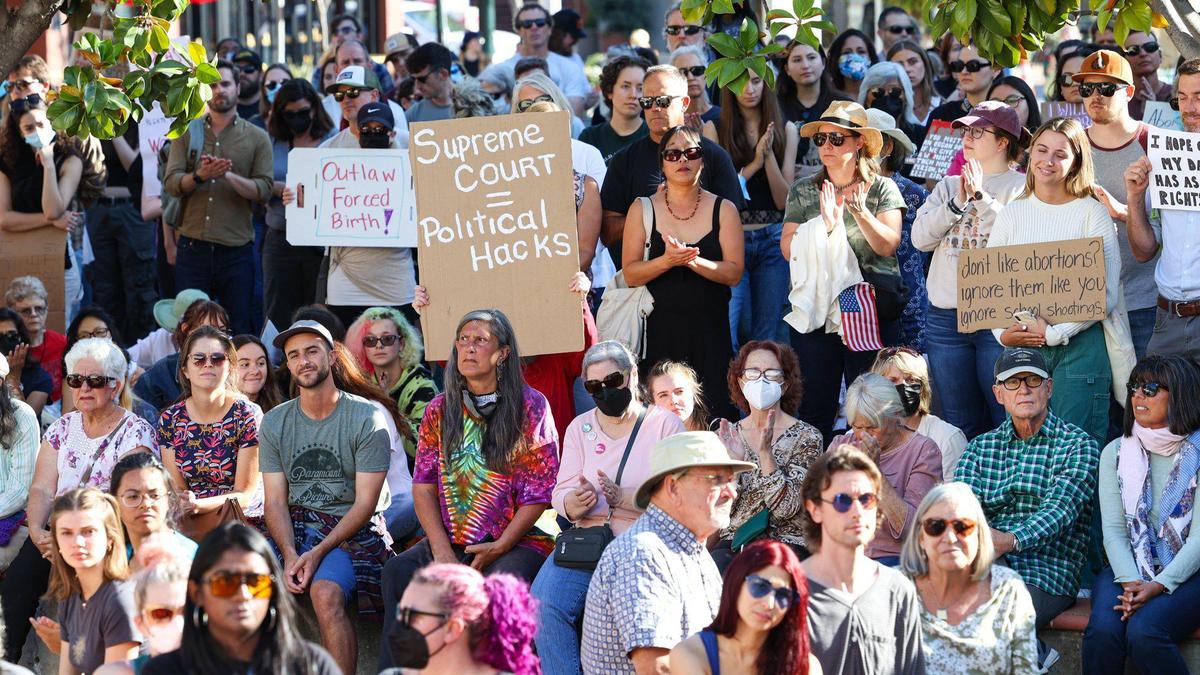 Over 300 people rallied at the San Luis Obispo County Courthouse the day the Supreme Court overturned the Roe v. Wade decision on June 24, 2022.