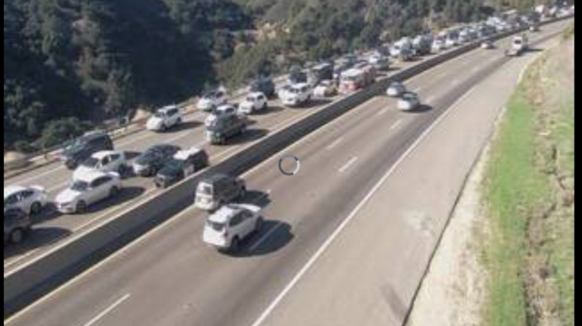 A solo vehicle collision on the southbound side of Highway 101 on the Cuesta Grade slowed traffic heading toward San Luis Obispo around 1:31 p.m. Tuesday, Dec. 31, 2024.