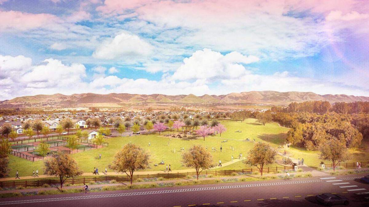 An early rendering of the Dana Reserve project planned for Nipomo. The county approved the project, which includes 1,370 housing units, last November.