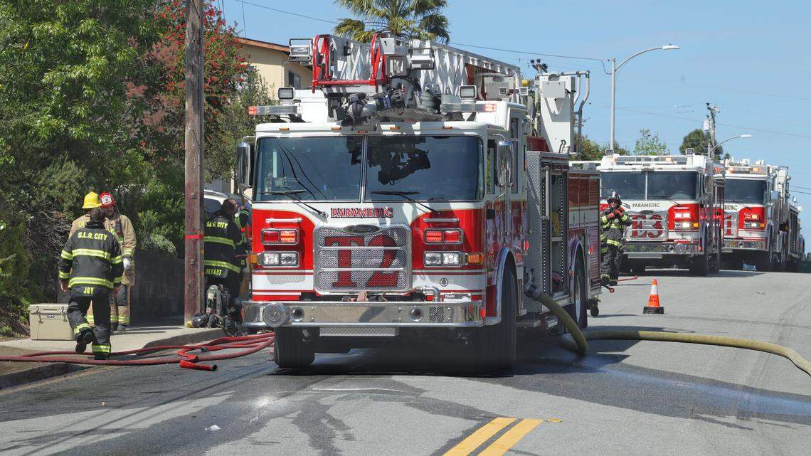 The San Luis Obispo Fire Department responded to a battery fire in a garage on Luneta Drive on April 24, 2026.