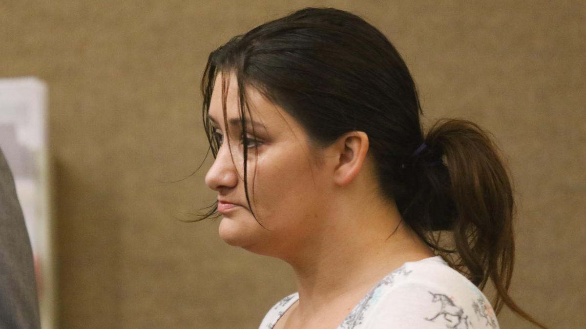 Vanessa Bedroni at a hearing related to felony child endangerment charges after SLO police searched their home without a warrant on July 10. She and Cheyne Orndoff have pleaded not guilty.